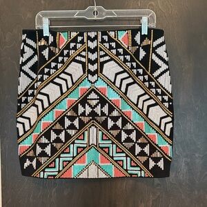 Express Geometric Patterned Black Skirt